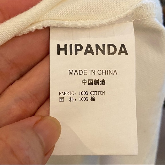 NWT~HIPANDA White Graphic T-Shirt Size Large-Fit like a size S/M - Picture 9 of 10